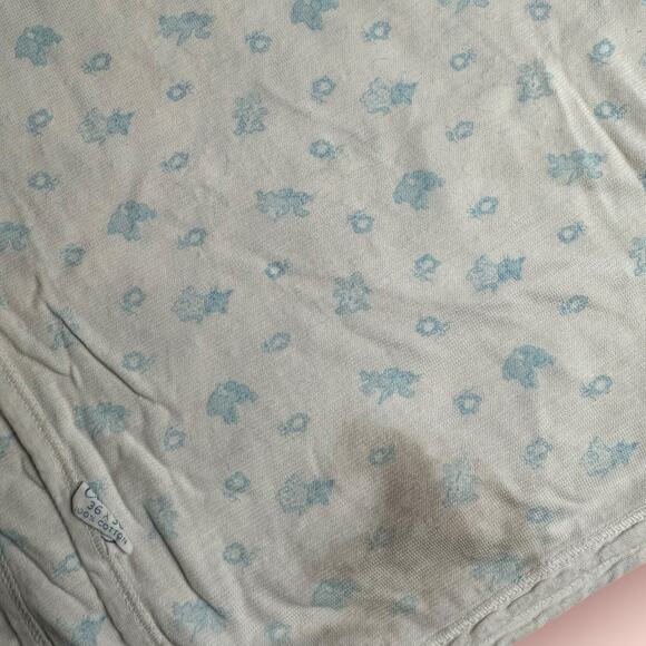 VTG Carters White Blue Pastel Cat Bear Baby Receiving Blanket Lovey Cotton FLAWS - Picture 5 of 5